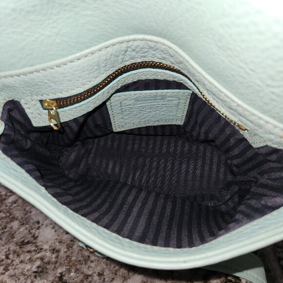 Coach Vintage Aqua Mint Sonoma Small Flap 4919 Natural Grain Leather 1996 USA - Picture 14 of 16